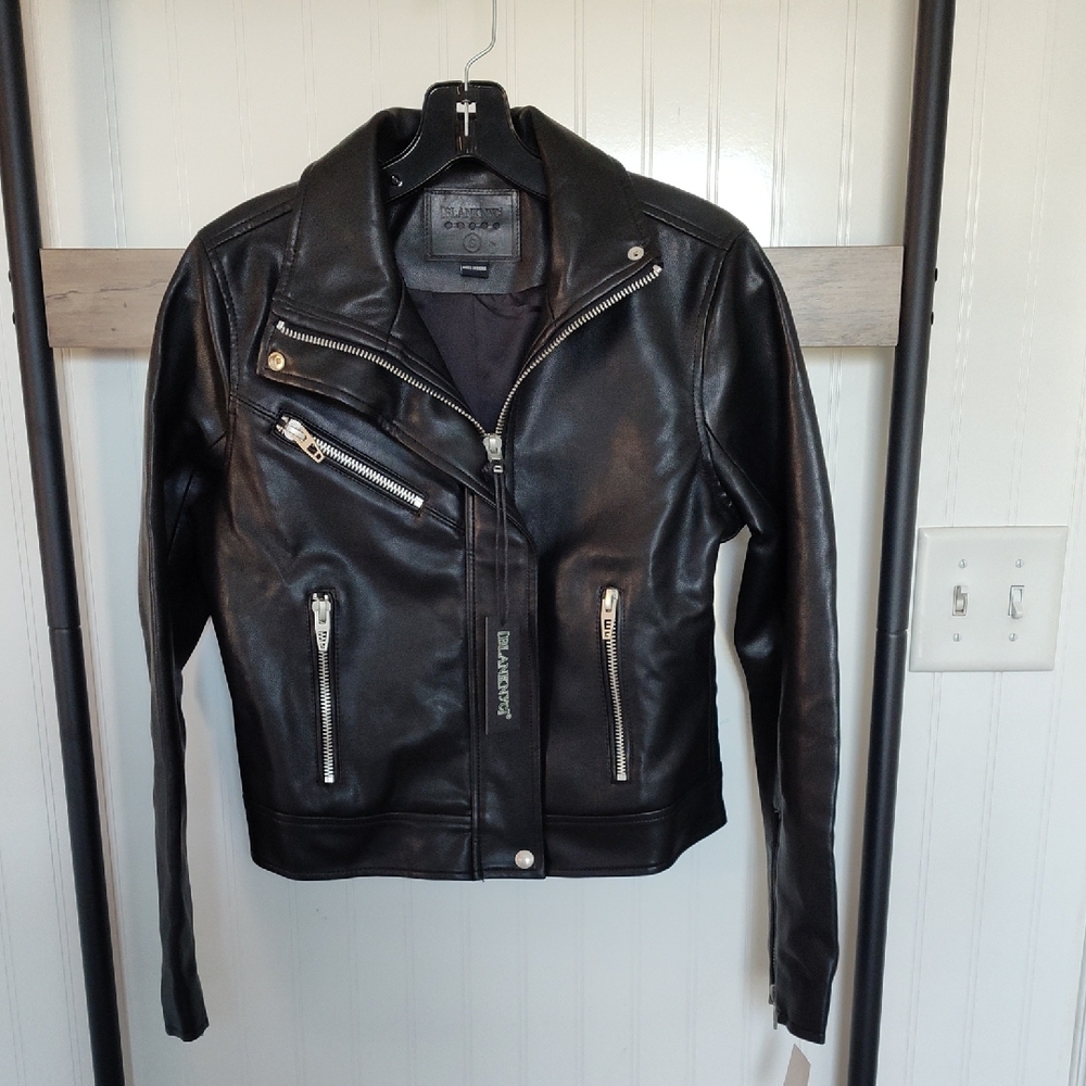 NWT New Blank NYC Vegan Leathe Motto Jacket